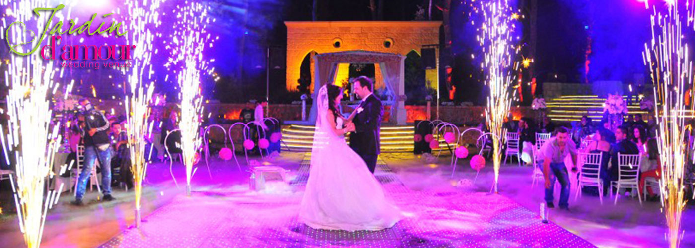 Dance floor with guests and special lighting effects